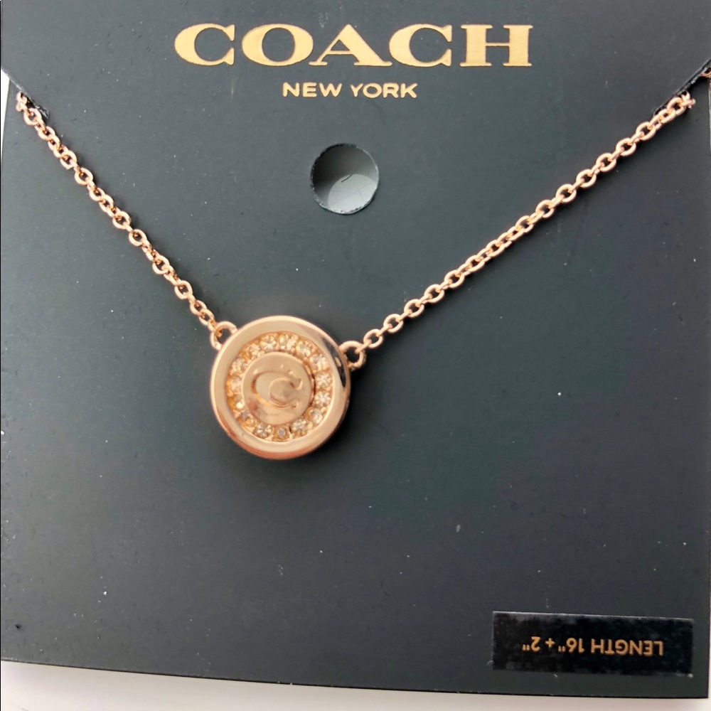 Coach Rose Gold C Pave Signature Pendant Necklace - Picture 7 of 7